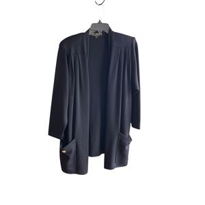 EUC Vintage St. John Basics black Santana Knit open front cardigan Sz S